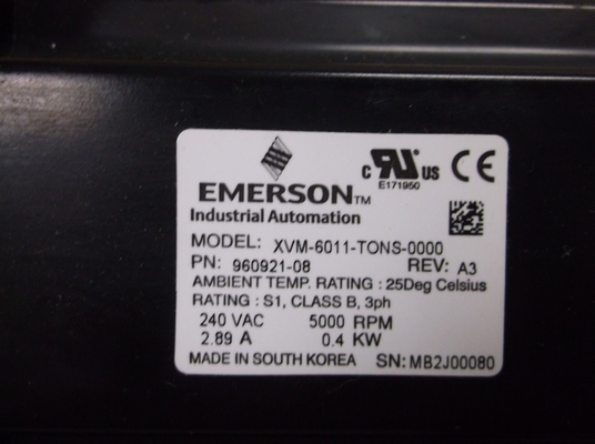 XVM-6011-TONS-0000 EMERSON METRIC 마운팅 스탈 토크 5000 RPM 최대 속도 비행 리드
