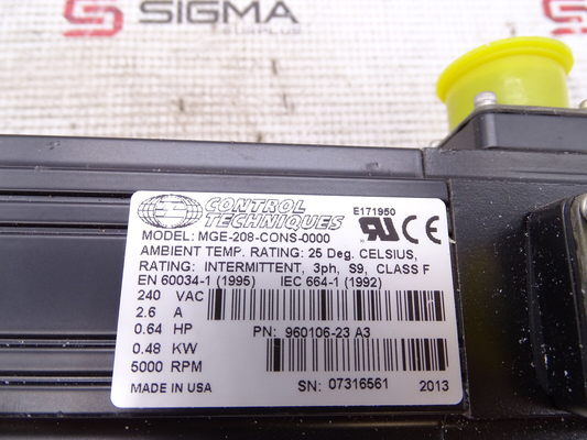 MGE-208-CONS-0000 EMERSON MG 서보 모터 230VAC 2 프레임 영어