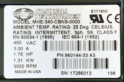 MHE-340-CBNS-0000 EMERSON 서보 모터 460VAC 24VDC 브레이크 MS 커넥터